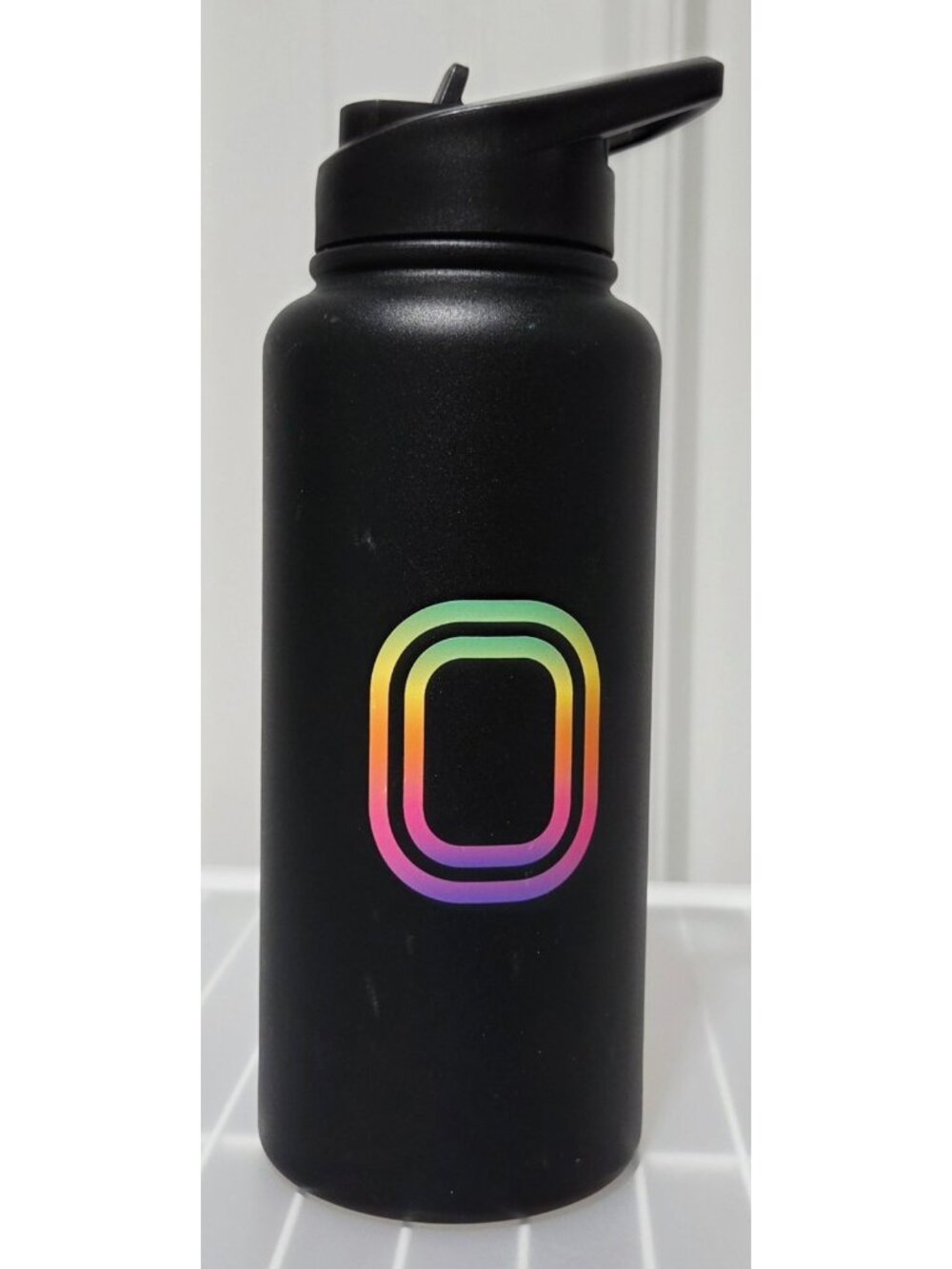 Overtime Elite 30 oz Water Bottle Black Neon Stainless Steel Double Wall SCUFFS